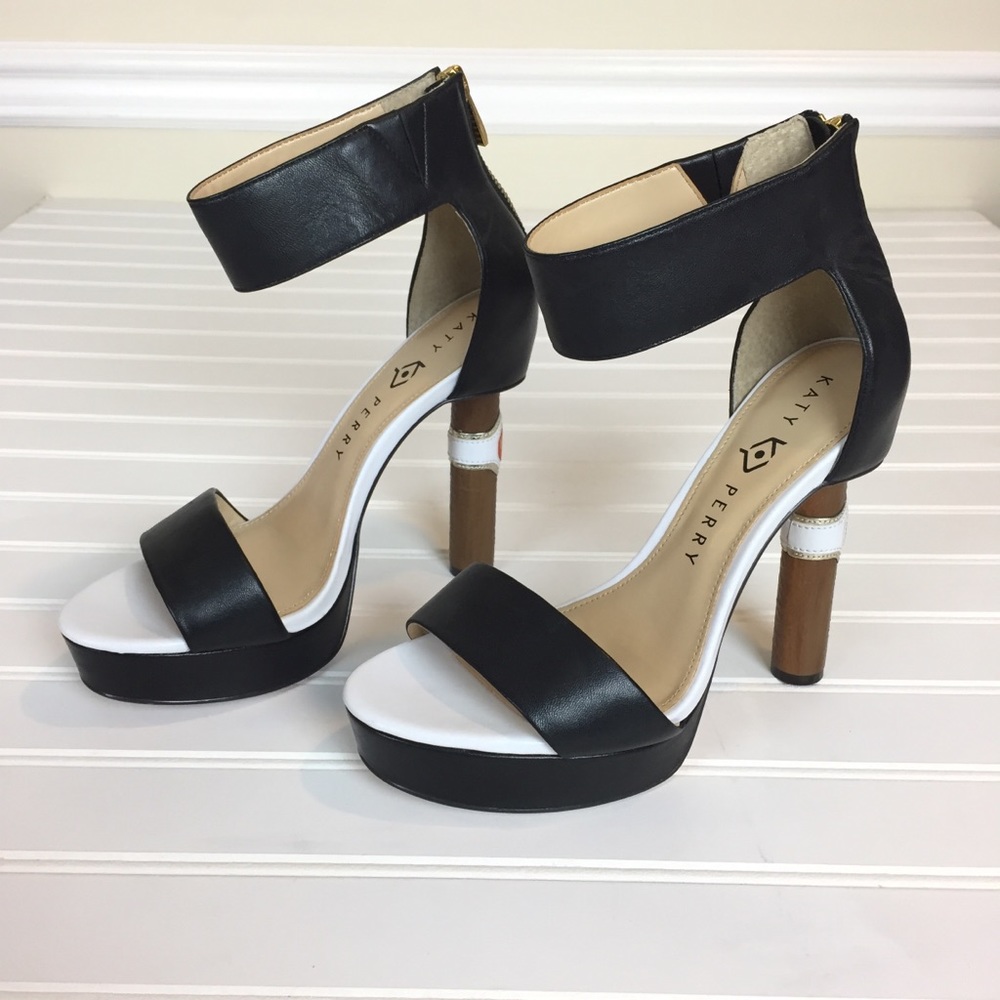 Katy Perry Black Leather Cigar Heels size 8